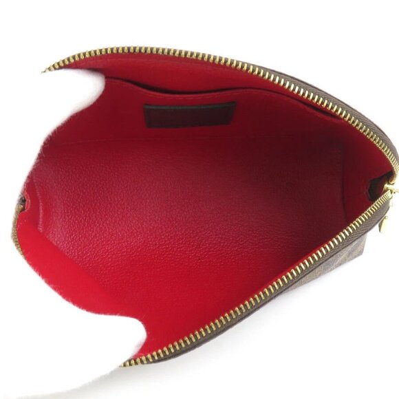 LOUIS VUITTON Damier Ebene Pochette Cosmetic Pouch Brown - Picture 3 of 8